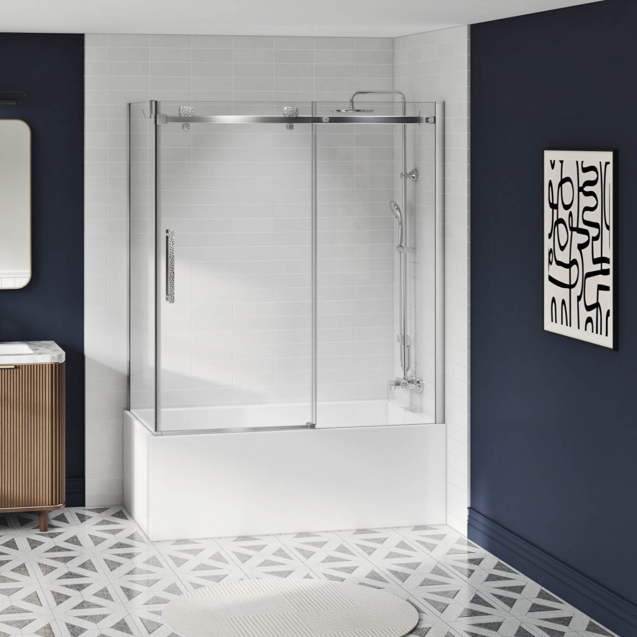 Skirt bathtub in alcove, 60